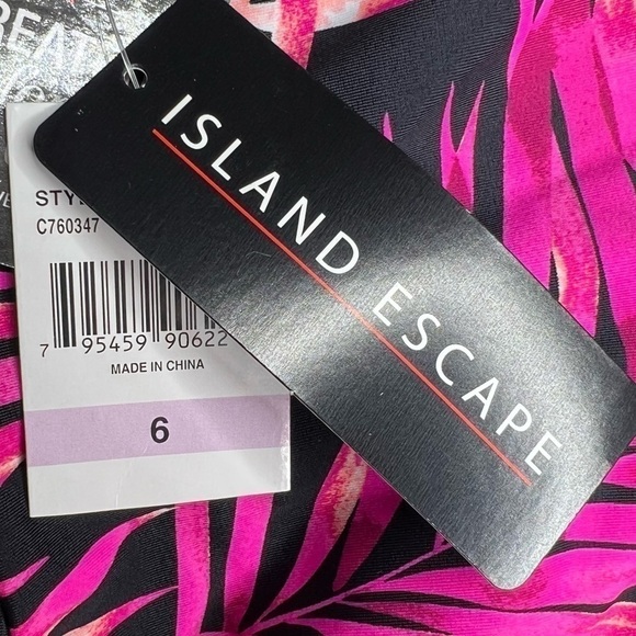 Island Escape Womens Printed Tahiti Ruffled Tankini Swimsuit Top - Picture 11 of 11